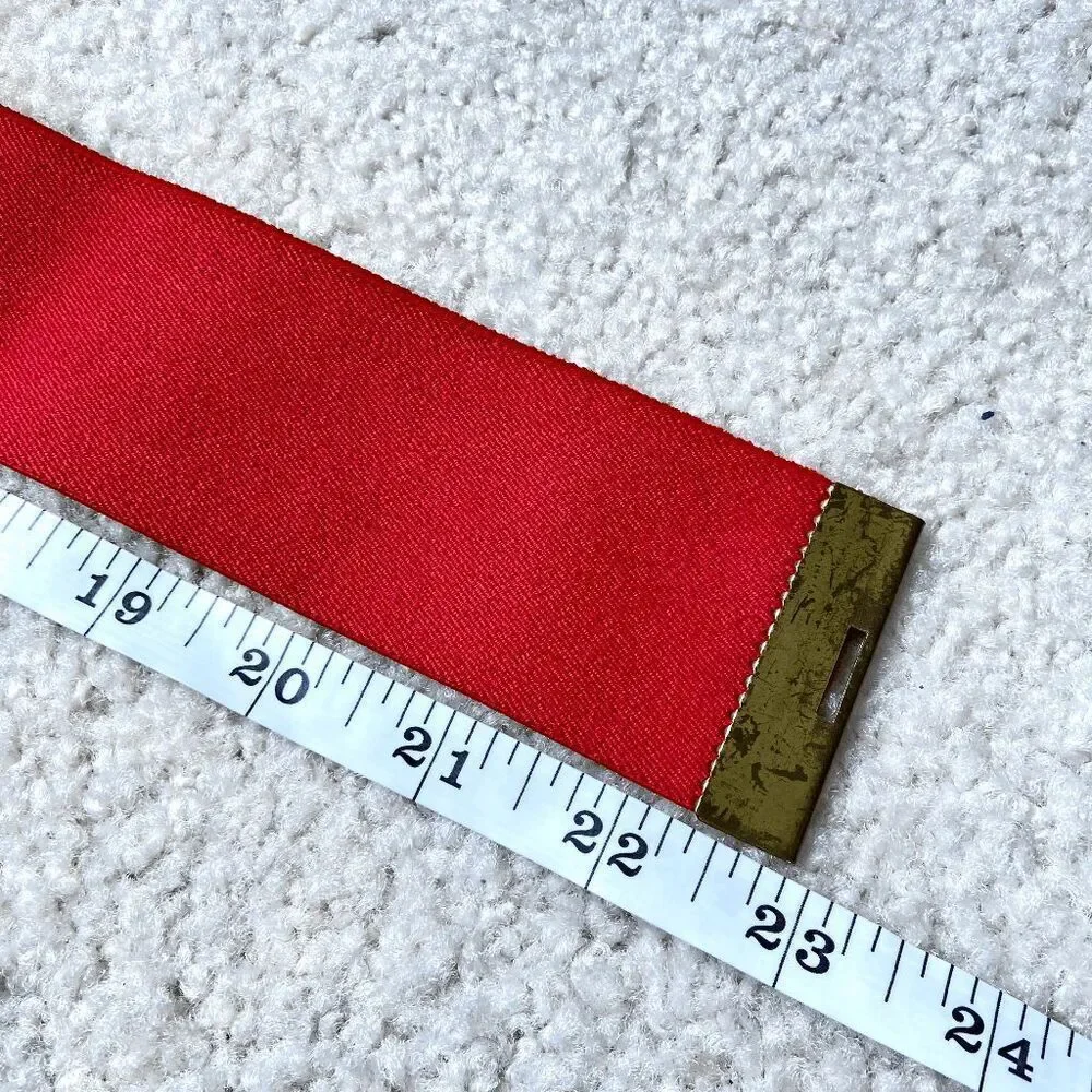 Vintage Deadstock 1985 Pearl Red Elastic Belt w/ Large Golden Metal Pinwheel Buc